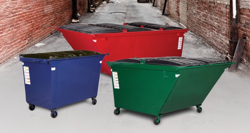 Blue, Green and Red Wastequip Container